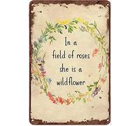 Decor Art Metal Tin Signs in A Field of Rose She is A Wildflower Metal Spring 8x12 in Tin Sign Home Decor Home Art Metal Signs Wall Art Wall Decor Poster