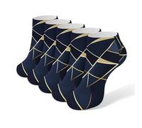 Decor Art Navy Blue Men's Ankle Low Socks 5 Pack Non Slip Flat Boat Breathable Athletic Socks for Women
