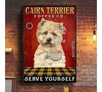 Decor Cairn Terrier Coffee Co Serve Yourself Garage Bar Patio Club Plaque Sign Spring 6x8 in Tin Sign Home Decor Home Art Metal Signs Wall Art Wall Decor Poster
