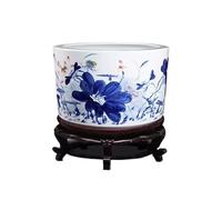 Decor Ceramic Fish Tank Jingdezhen Ceramic Turtle Feeding Tank Outdoor Garden Terrace Decorative Fish Tank Living Room Decoration Desktop Decoration Starter(47x29cm)