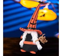 Decor Day Plush Nose Tall Hat Home Sand-Weighted Base for with - of Purple and Orange Whimsical and Set Saints 2 Handcrafted Felt Gnome Figurines All Halloween