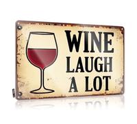 Decor Decaor Custom Tin Sign, Bride Gift Fade Resistant Wine Glass With Red Wine And Text "wine Laugh A Lot For Home Kitchen | Retro Vintage Decor For Outhouse Party(20X30CM)