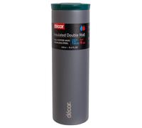 Décor Double Wall Stainless Steel Travel Mug - Keeps 4 Hours Hot - 12 Hours Cold - Car Cup Holder Compatible - Secure Flip Top Lid - 450ml Graphite.