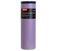 Décor Double Wall Stainless Steel Travel Mug - Keeps 4 Hours Hot - 12 Hours Cold - Car Cup Holder Compatible - Secure Flip Top Lid - 450ml Lavender.