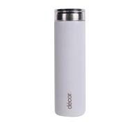 Décor Double Wall Stainless Steel Travel Mug - Keeps 4 Hours Hot - 12 Hours Cold - Car Cup Holder Compatible - Removable Screw Top Lid - 300ml White.
