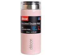 Décor Double Wall Stainless Steel Travel Mug - Keeps 4 Hours Hot - 12 Hours Cold - Car Cup Holder Compatible - Removable Screw Top Lid - 200ml Dusty Pink.