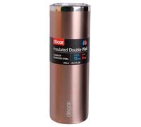 Décor Double Wall Stainless Steel Travel Mug - Keeps 6 Hours Hot - 12 Hours Cold - Car Cup Holder Compatible - Easy Drinking Access with a Slide Cap Lid - 600ml Rose Gold.