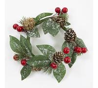 Decor Essentials Candle Wreath for Pillar Candles 20cm Berry and Cone Festive Xmas Swag Home Decorations