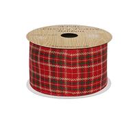 Decor Essentials Checked Plaid Tartan Ribbon 63MM x 10YDS for Christmas Wrapping Door Bows