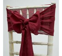 Decor Essentials Cheesecloth Chair Sash for Rustic Wedding Chair Covers Chiavari Chairs (Garnet)