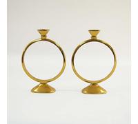 Decor Essentials Circular Sunset Gold Tapered Candle Holder NP-2828