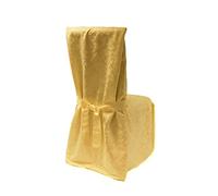 Decor Essentials Damask Dining Chair Cover with Pleats RJ03 Living Room Dining Chair Christmas Dinner - Pack of 6 (Gold)