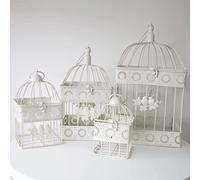 Decor Essentials Decorative Birdcages Candle Holder Metal Bird Cage Tealight Lanterns Vintage Candle Stick Holders Wedding Home Table Decoration/Birthday Parties Gift (Square Ivory Set of 4)