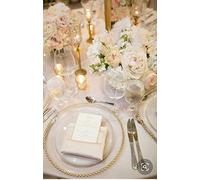 Decor Essentials Glass Charger Plate Beaded Gold Xmas Events Weddings 33cm Diameter