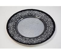 Decor Essentials Glass Charger Plate Christmas Tableware Wedding Plates Events Party Dinner (Black Silver)