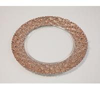 Decor Essentials Glass Charger Plate Christmas Tableware Wedding Plates Events Party Dinner (Rose Gold Geometric)
