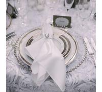 Decor Essentials Glass Charger Plates Beaded Silver Xmas Events Weddings 33cm Diameter