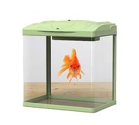 Decor Fish Tank Green Aquarium Ecological Desktop Tank No Water Change Goldfish Glass Tank with Led Lights Small Home Tank with Water Pump Starter