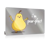 Decor For Man Cave A Cheerful Pear Character With The Phrase "I'M Pear-Pfect." Tin Sign Funny Tin Signs Vintage Funny Sogns(30X40CM)