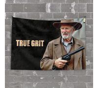 Decor for Man Cave A Man in A Hat Holding A Gun with True Grit Written On It Tapestry Dorm Art Bar Accessories Man Cave(100X150CM)