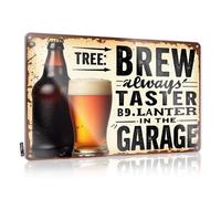 Decor For Man Cave Brew Always' Taster In The Garage. Tin Sign Funny Tin Signs Vintage Funny Sogns(30X40CM)