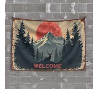 Decor for Man Cave Welcome to The Mystical Forest Under The Blood Moon Tapestry Things for Boys Room Wall Decor Aesthetic(100X150CM)
