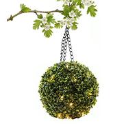 Decor Garden Hanging Topiary Ball With Solar Lights - Green Artificial Boxwood for Wedding and Garden Decor