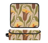 decor gift 2 in 1 Hair Tools Organizer and Heat Resistant Mat Heating Tools Travel Bag Organizer for Hot Curling Iron Flat Irons Hair Volumizer Styler Brown Calla Lily Flowers Travel Bag for