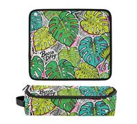 decor gift 2 in 1 Hair Tools Organizer with Removable Heat Resistant Mat Large Capacity Hair Straighteners Organizer for Flat Iron Hot Tools and Haircare Accessories Tropical Leaves Fashion Green