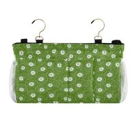 decor gift Bedside pouching Organizer Water Lily Soft Green White Bed Hanging Bag for Dorm, Bunk, Loft, Hospital Bed cajones para debajo de la cama