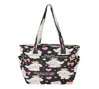 decor gift Black Cute White Dog Angel Cute Tote Bag for Women Zipper Beach Bag for Pool Gym Grocery Travel with 14 Inch Laptop Sleeve bolsa para compras