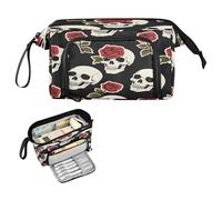 decor gift Black Vintage Roses Skull Pencil pouching Large Capacity Pencil Case Zipper with Slot for Kids Middle School cartuchera para mujer