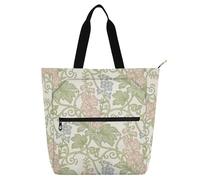 decor gift Books Tote Bags for Kids Students Adults Pink Blue Floral William Morris Pattern Large Heavy Duty Teacher Tote Bag Library Bag for School Shopping Grocery