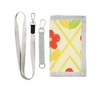 decor gift Bright Color Red Yellow Flower trifold wallet slim for womens cool colorful wallet slim with lanyard