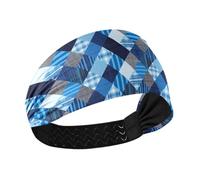 decor gift Buffalo Plaid Checkered Stripe Black and Blue no slip womens headband Elastic sweat bands for washing face washing face washing face diademas para mujer