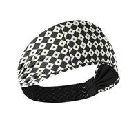 decor gift Buffalo Plaid Ivory Black Poker Moisture Wicking fabric headbands Stretchy sweatbands for washing face washing face washing face cintillos de pelo para mujeres