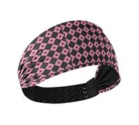 decor gift Buffalo Plaid Pink Black Poker Valentines no slip sweat wicking headband women Elastic tennis sweatbands for hiking hiking hiking bandas elásticas para el cabello
