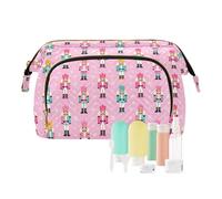 decor gift Capacity Travel Cosmetic Bag Lightweight Nutcracker Soldiers Pink Makeup pouching Period Bag for Cosmetic Organizer maquillaje para