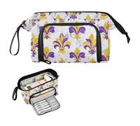 decor gift Carnival Fleur-de-lis Gold Marble Pencil Pouches Large Capacity Girl Pencil Case with Compartment for Girls High School caja para guardar lapices