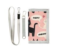decor gift Cartoon Cute White Black Cats Pink trifold card holder wallet for men for credit cards minimalistic sturdy card holder wallet men with lanyard
