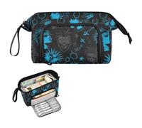 decor gift Chain Punk Blue Pencil Cases Large Capacity Stationery Bag with Handle for Women College caja para guardar lapices
