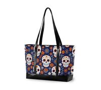decor gift classy laptop bag for work with zipper Maple Brown Leaf Camouflage Camouflage for flight with lunch, Day of Dead Orange Sugar Skulls