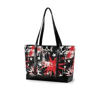 decor gift classy nurse work bags with zipper Gothic Style Calla Lily Mint Camouflage for Pool Gym Grocery Travel with diaper, Punk Style Skull Stars Red Black