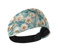 decor gift Colorful Daisy Flower Jade Print Moisture Wicking headband Elastic hair bandanas for basketball basketball basketball diademas para mujer