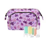 decor gift Cosmetic Travel Bag Lightweight Japanese Style Maple Leaf Lavender Purple (longword) Women Coin Purse for Travel Makeup