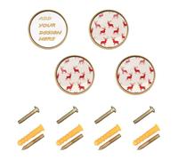 decor gift Custom Dresser Pulls and Knobs Beast Reindeer Off White Personalized Big Head Kitchen Drawer Knobs Boho Dresser Gold for Cupboards 4 Pack 1 26 Inch (32mm)