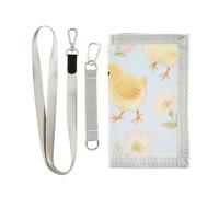 decor gift Cute Chick Flower Yellow Pink trifold mens small wallet for credit cards pop sturdy mens small wallet with lanyard