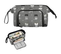 decor gift Cute Striped Kittens Gray Pen Case Large Capacity Box Pencil Case with Handle for Kids Elementary estuche de lapices para ninas