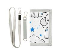 decor gift Cute White Elephant Purple Blue Stars trifold billfold wallet for credit cards unique sturdy billfold wallet with lanyard