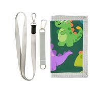 decor gift Dino T-rex Stego Dark Green trifold wallet for men for women unique lighweight wallet men with lanyard